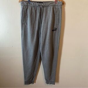 Puma Men’s Gray Jogger Sweatpants Size M Athletic Drawstring Logo Gym Running